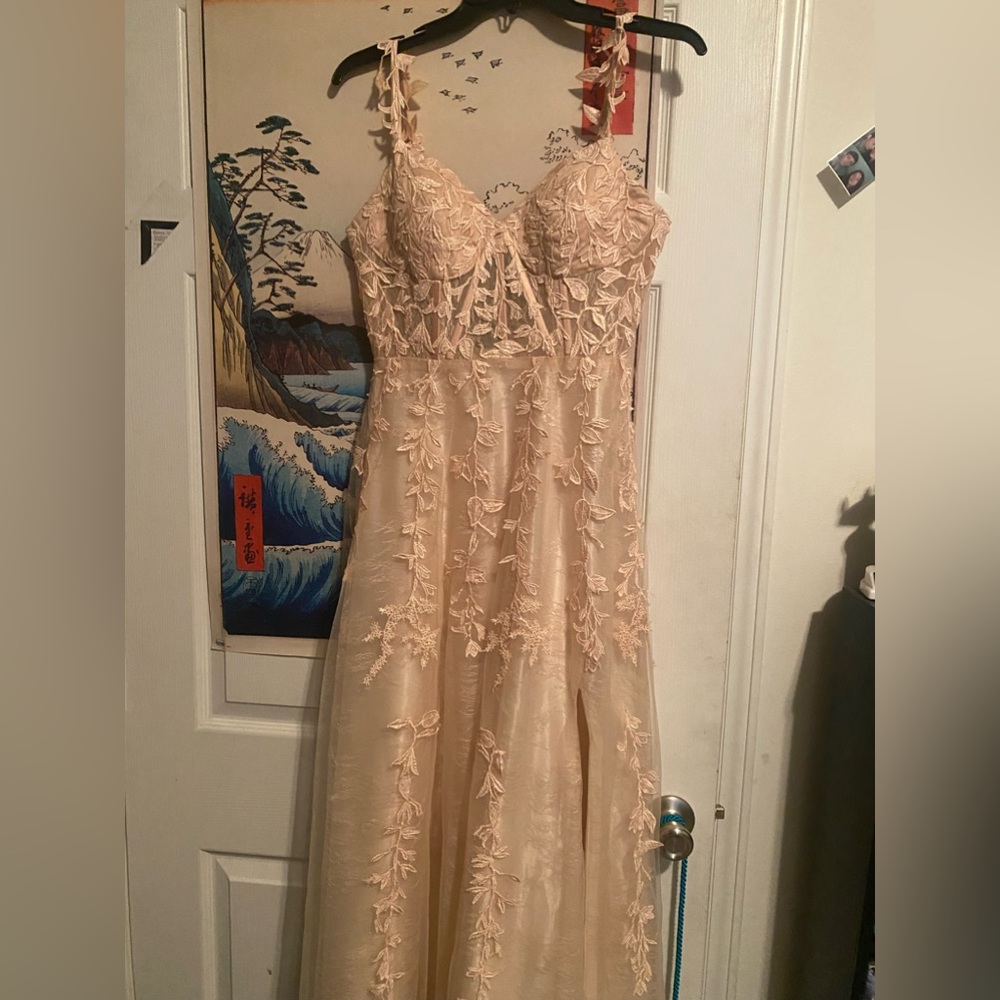Champagne colored prom dress